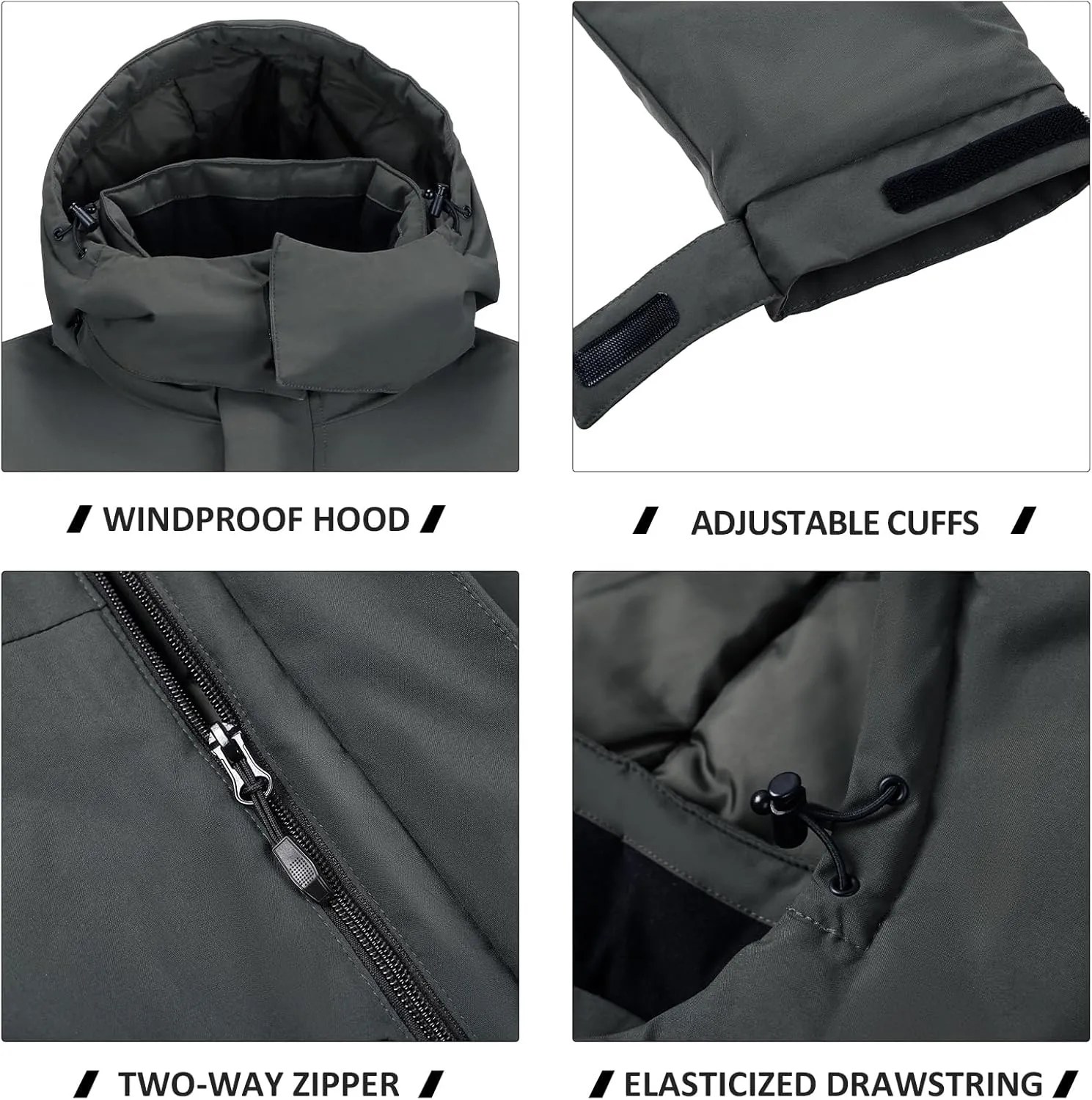 CAMELSPORTS Mens Winter Coats Long Warm Jacket with Hood Casual Quilted Puffer Parka Windproof Jackets