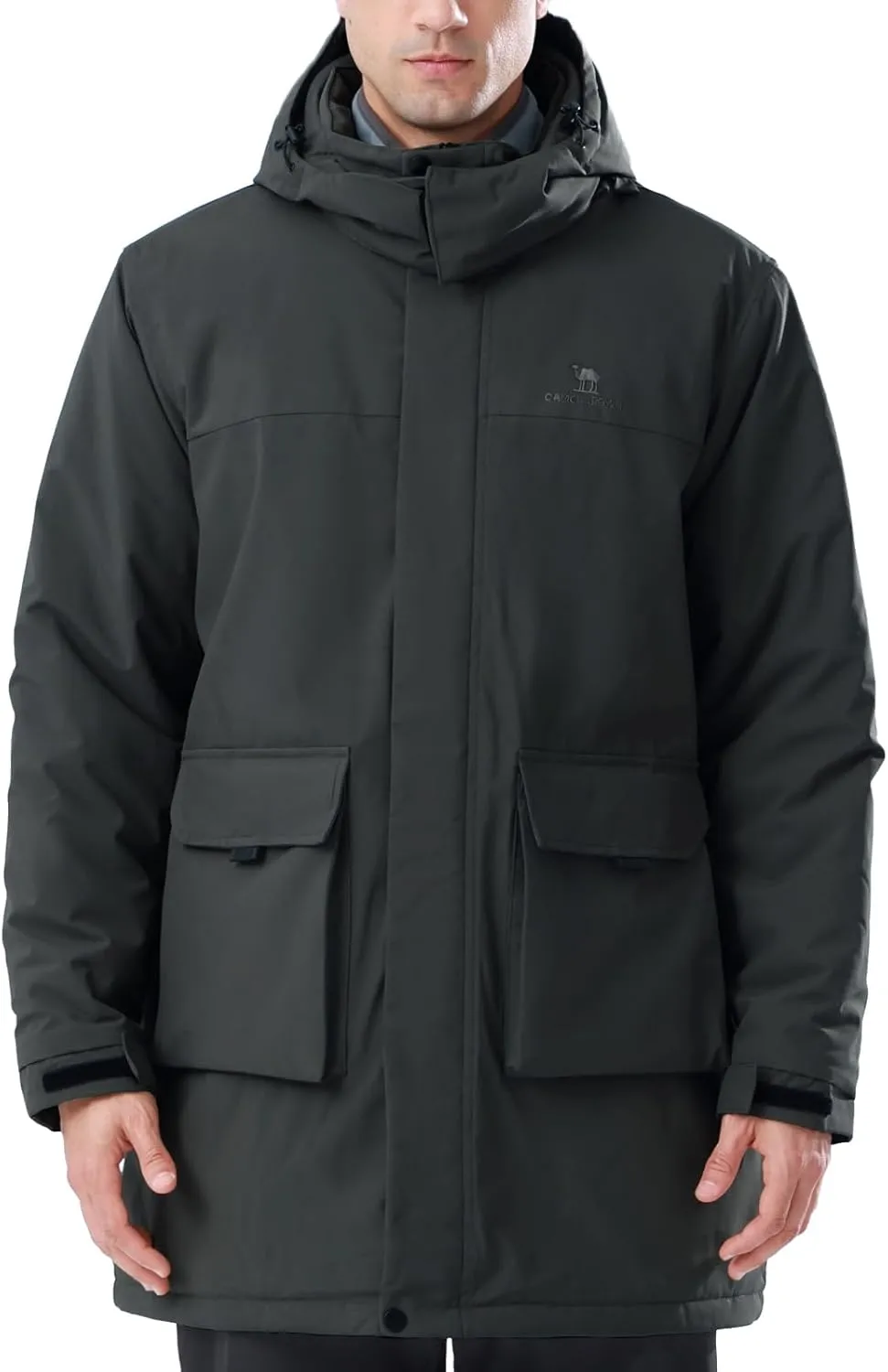 CAMELSPORTS Mens Winter Coats Long Warm Jacket with Hood Casual Quilted Puffer Parka Windproof Jackets