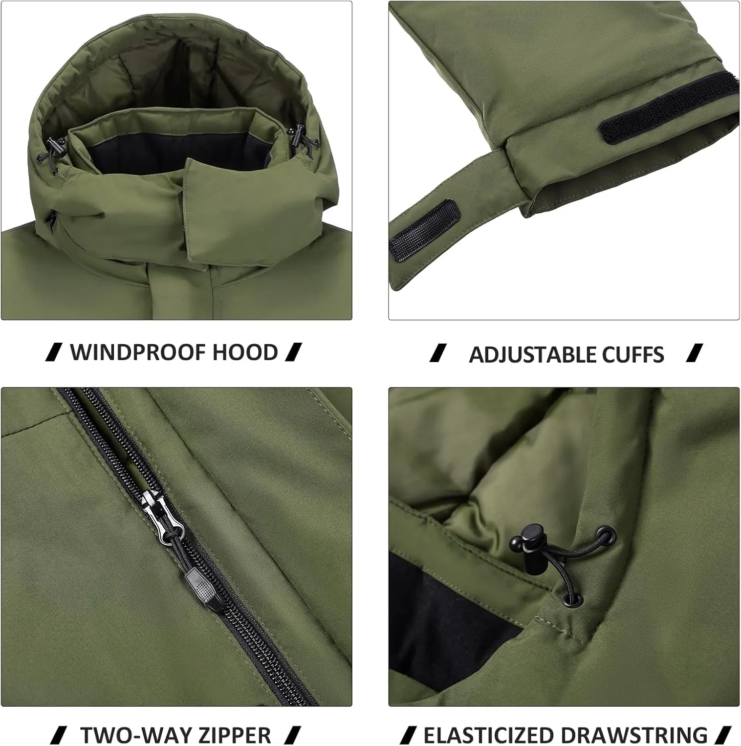 CAMELSPORTS Mens Winter Coats Long Warm Jacket with Hood Casual Quilted Puffer Parka Windproof Jackets
