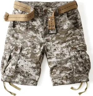 Camo Cargo Shorts for Men Cotton Casual Wild Outdoor Work Relaxed Fit Shorts with Multi-Pockets