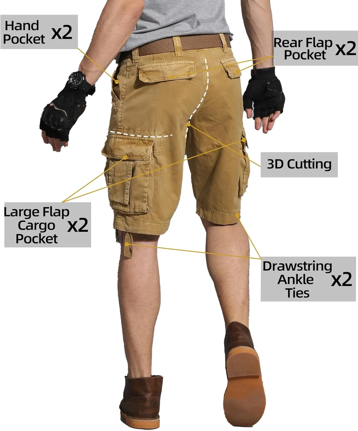 Camo Cargo Shorts for Men Cotton Casual Wild Outdoor Work Relaxed Fit Shorts with Multi-Pockets