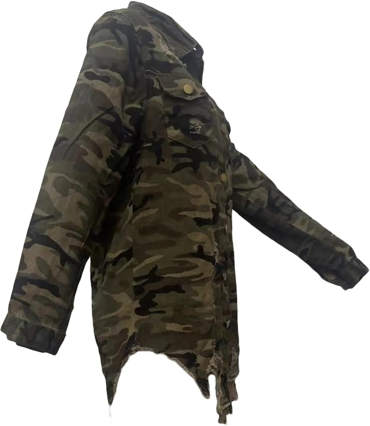 Camouflage Jacket for Women Long Sleeve Button Down Jeans Jackets Coat Outwear with Pocket