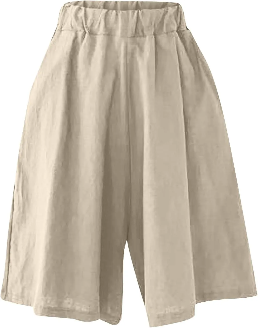 Casual Shorts for Women Dressy Drawstring High Waist Wide Leg 2025 Summer Beach Ruffle Solid Color Outfits with 2 Pockets