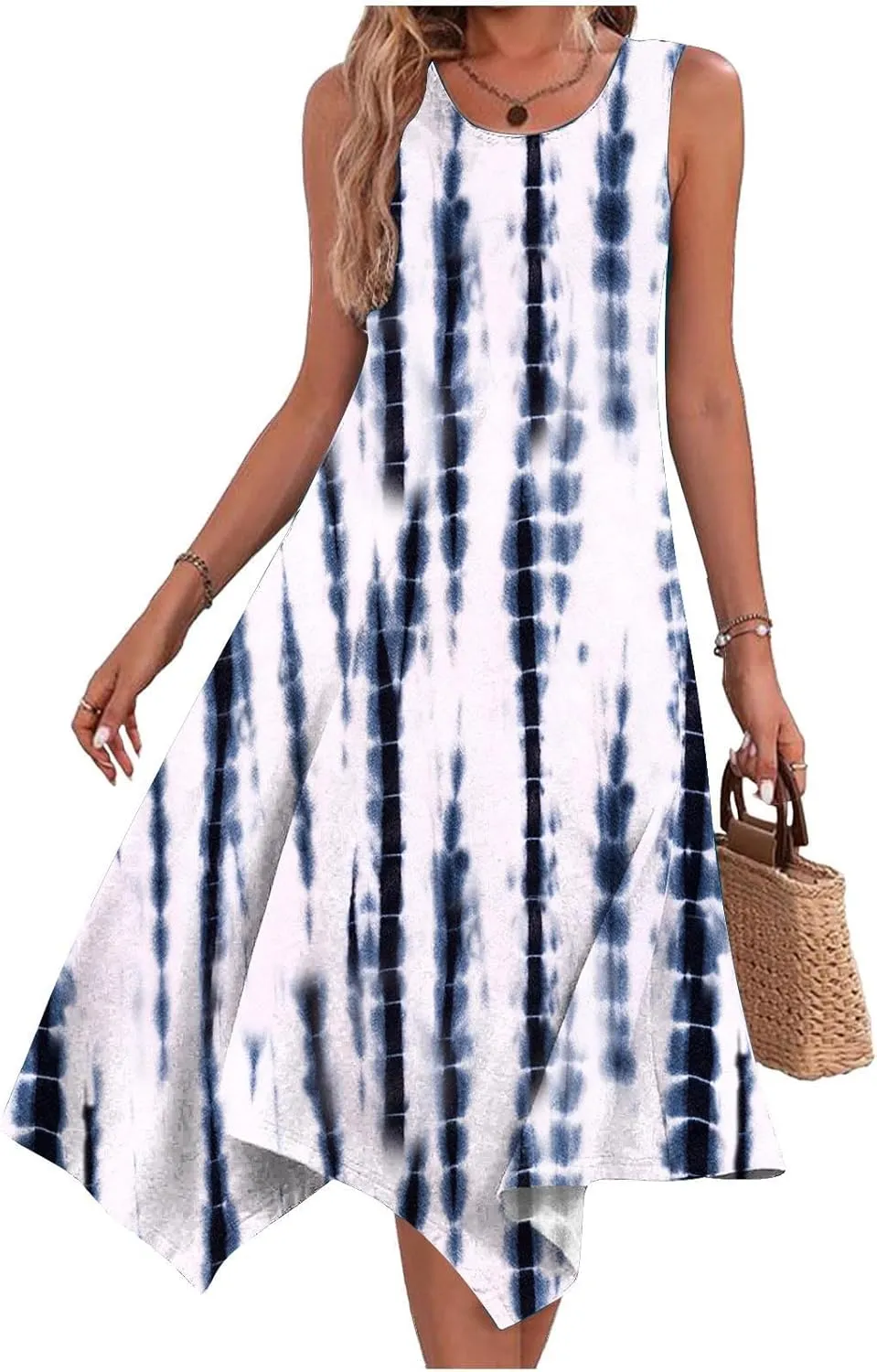 Ceboyel Womens Flowy Summer Dresses 2024 Floral Boho Sun Dress Sleeveless Tank Sundresses Trendy Beach Vacation Clothes