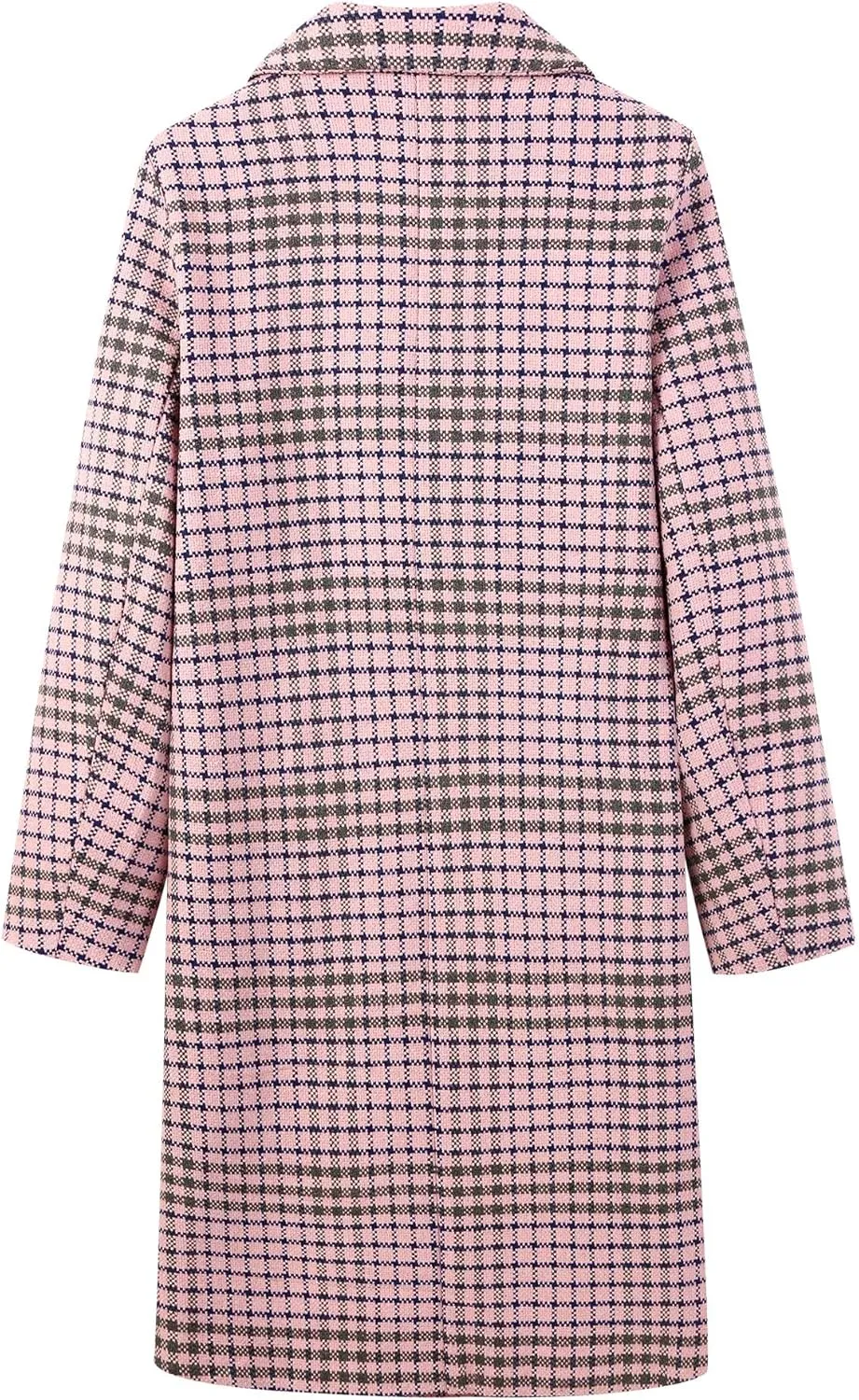 CHARTOU Women's Winter Oversize Lapel Collar Woolen Plaid Double Breasted Long Peacoat Jacket