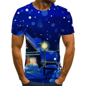 Christmas T shirts Men Christmas Tree T-shirts 3d New Year Tshirts Casual