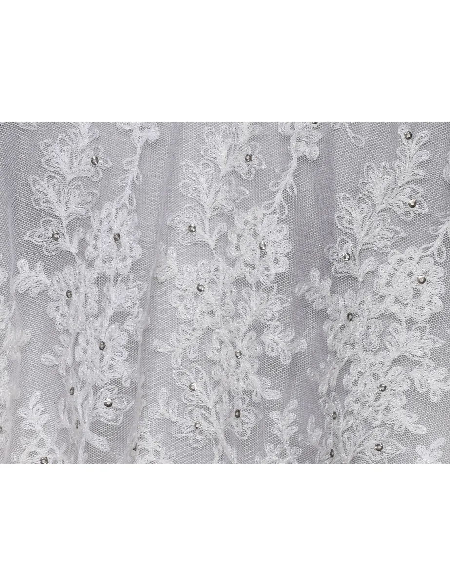 Classic Off-White Lace Embellished Waistcoat - S