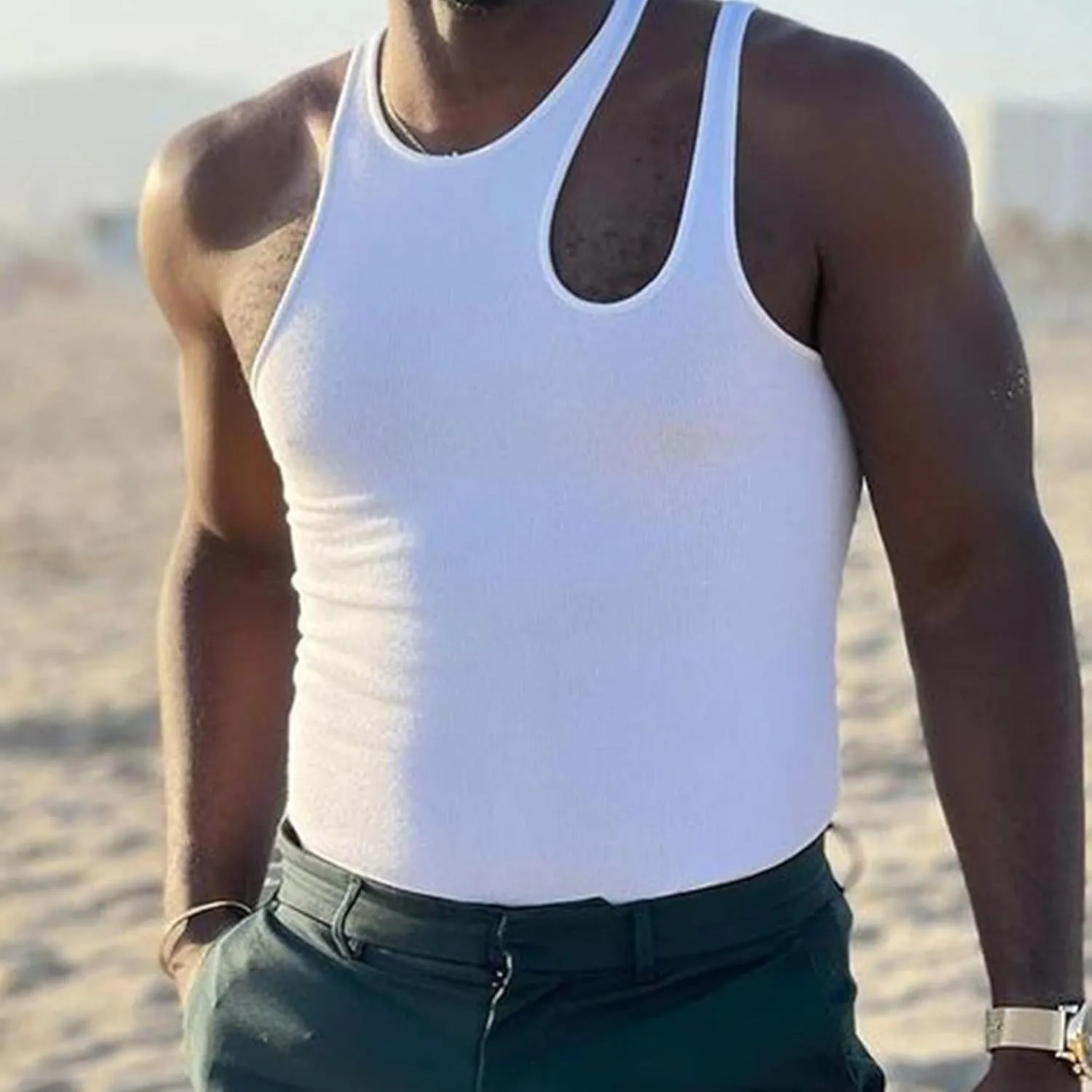 cloudmall Men's Summer Fashion Tank Tops Sexy Sleeveless T Shirts Punk Tee Vest Streetwear