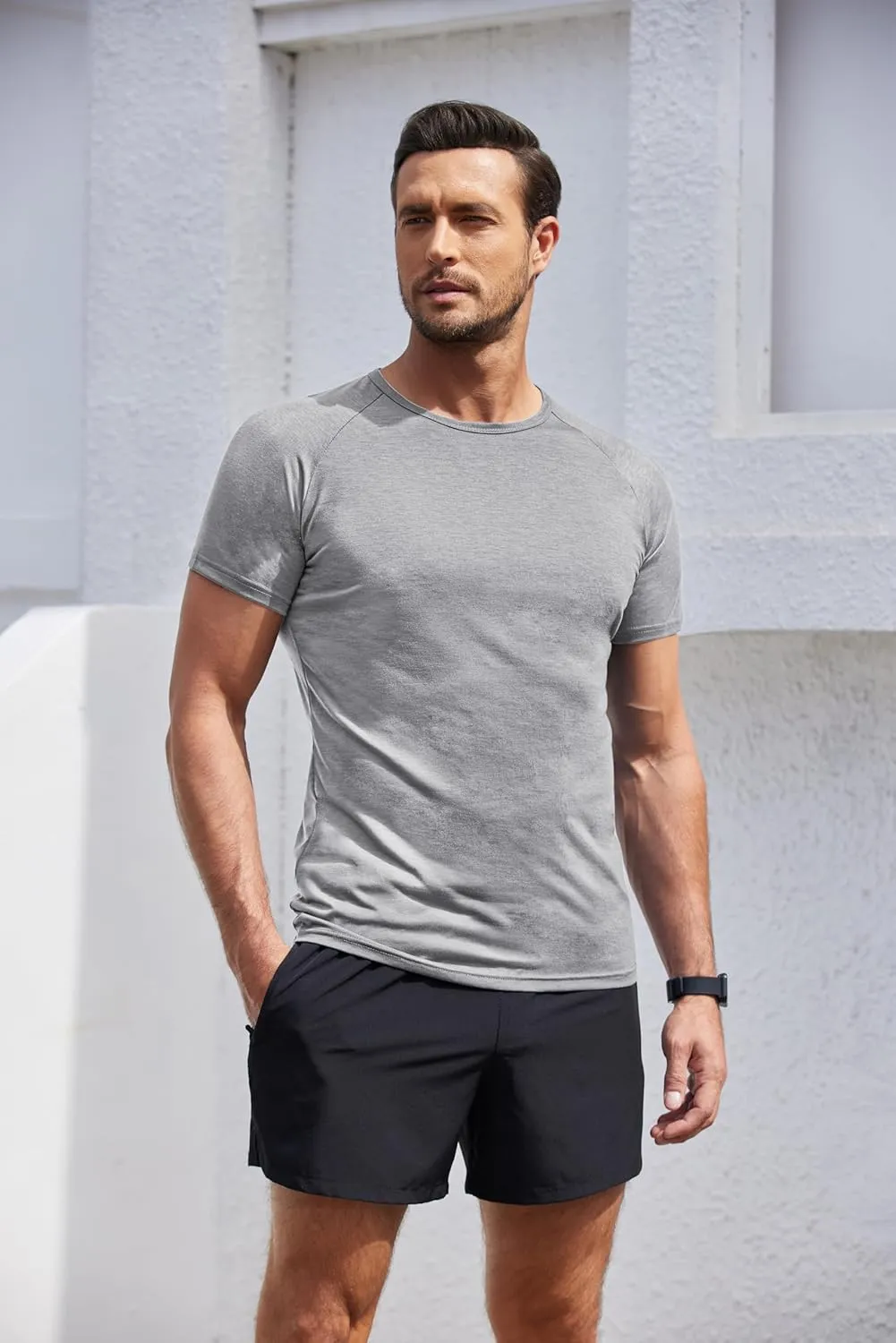 COOFANDY Men's 3 Pack Workout T Shirts Short Sleeve Gym Bodybuilding Muscle Shirt Base Layer Fitness Tee Tops