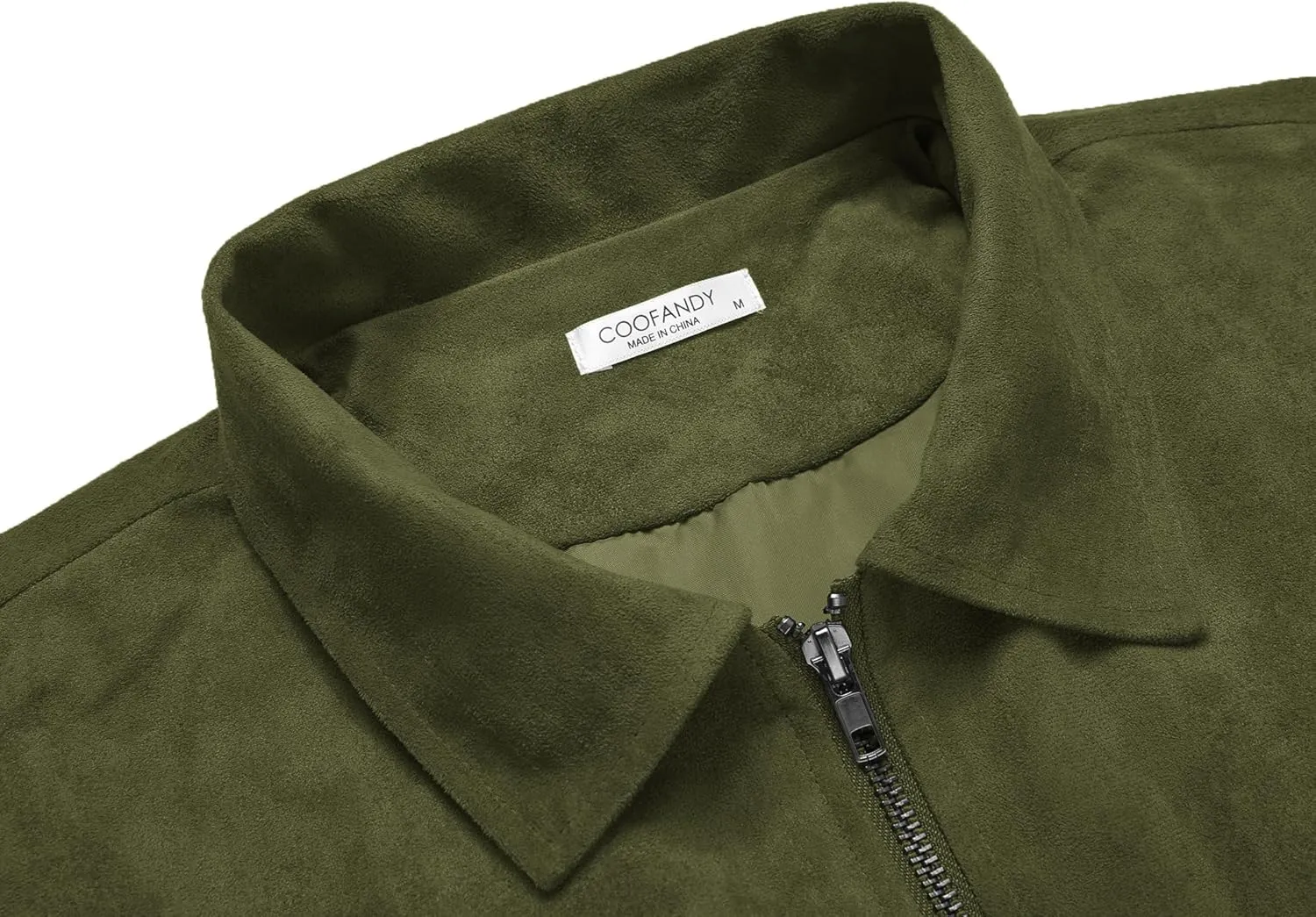 COOFANDY Men's Casual Suede Bomber Jacket Lightweight Full Zip Up Jackets Vintage Faux Leather Jacket