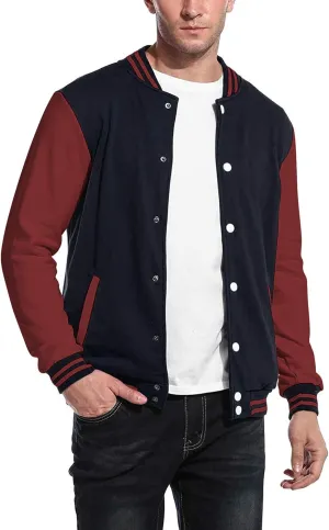 COOFANDY Men's Fashion Varsity Jacket Causal Slim Fit Cotton Letterman Baseball Bomber Jackets