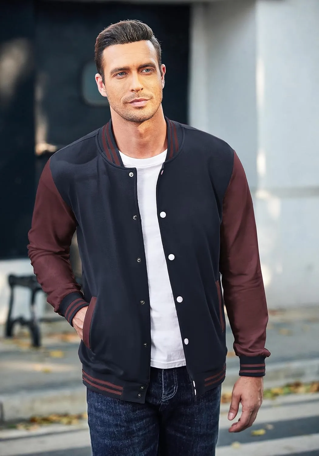 COOFANDY Men's Fashion Varsity Jacket Causal Slim Fit Cotton Letterman Baseball Bomber Jackets