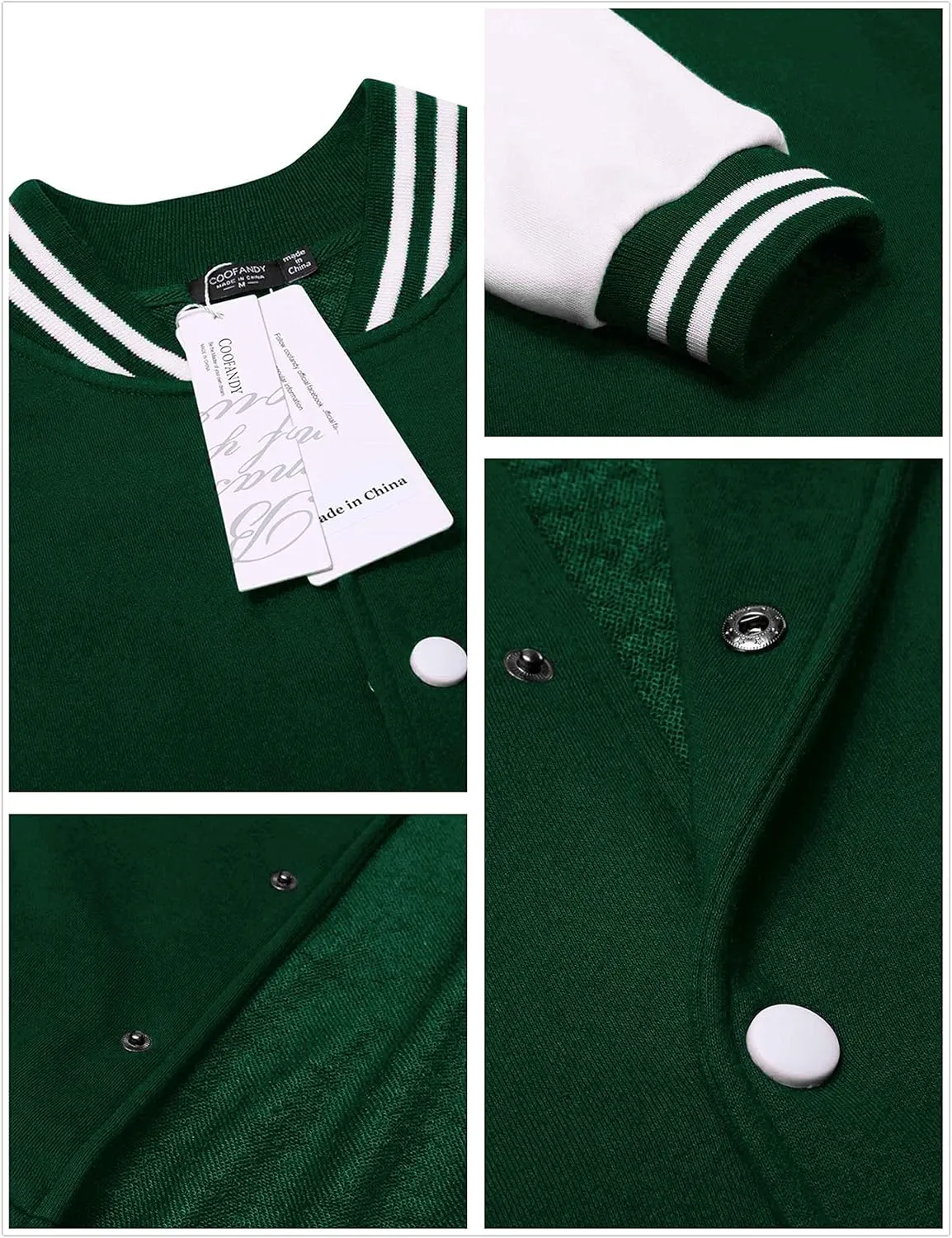 COOFANDY Men's Fashion Varsity Jacket Causal Slim Fit Cotton Letterman Baseball Bomber Jackets