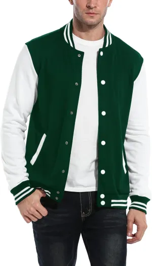 COOFANDY Men's Fashion Varsity Jacket Causal Slim Fit Cotton Letterman Baseball Bomber Jackets