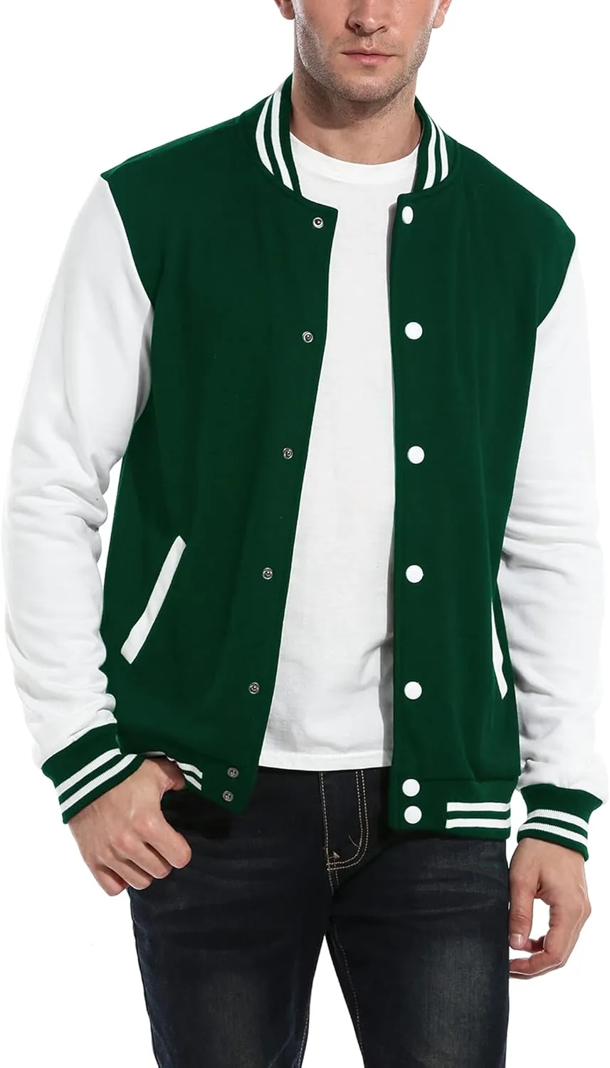COOFANDY Men's Fashion Varsity Jacket Causal Slim Fit Cotton Letterman Baseball Bomber Jackets