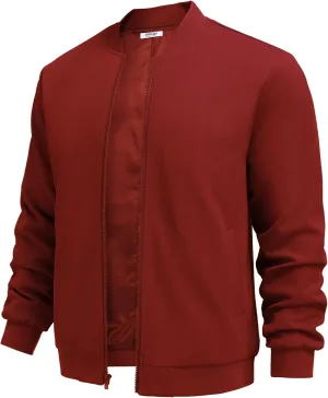 COOFANDY Men's Lightweight Bomber Jacket Casual Stylish Fall Jackets Full Zip Knit Jackets Varsity Textured Coat