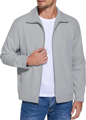 COOFANDY Men's Lightweight Zip Up Jacket Eisenhower Work Office Jackets Casual Golf Outwear