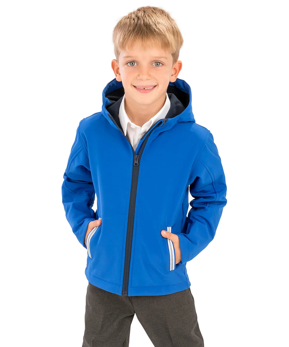 Core junior TX performance hooded softshell jacket | Navy/Royal