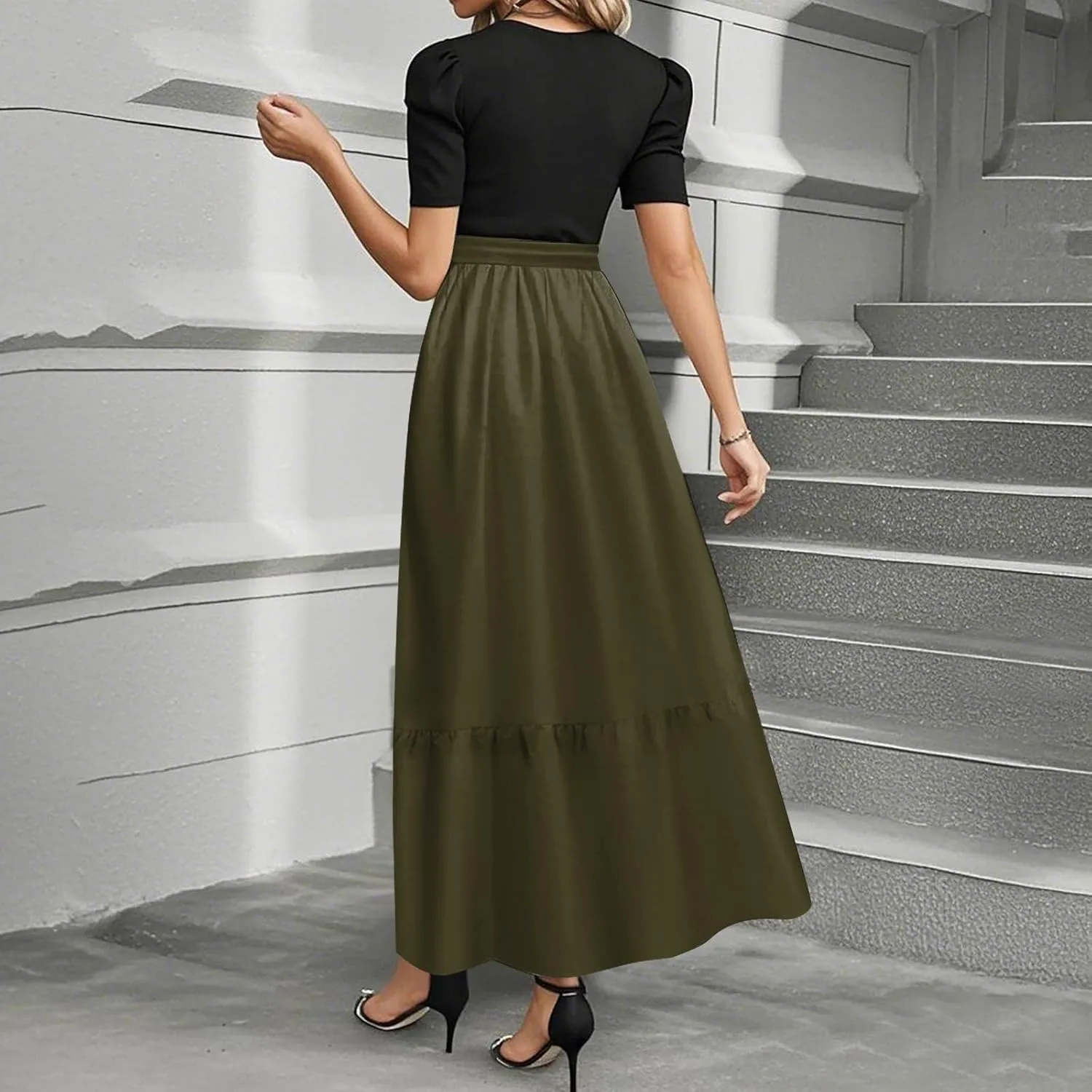 COTECRAM Summer Dresses for Women 2025 Vacation Short Sleeve Crewneck Boho Floral Spring Dress Casual A Line Flowy Maxi Dress