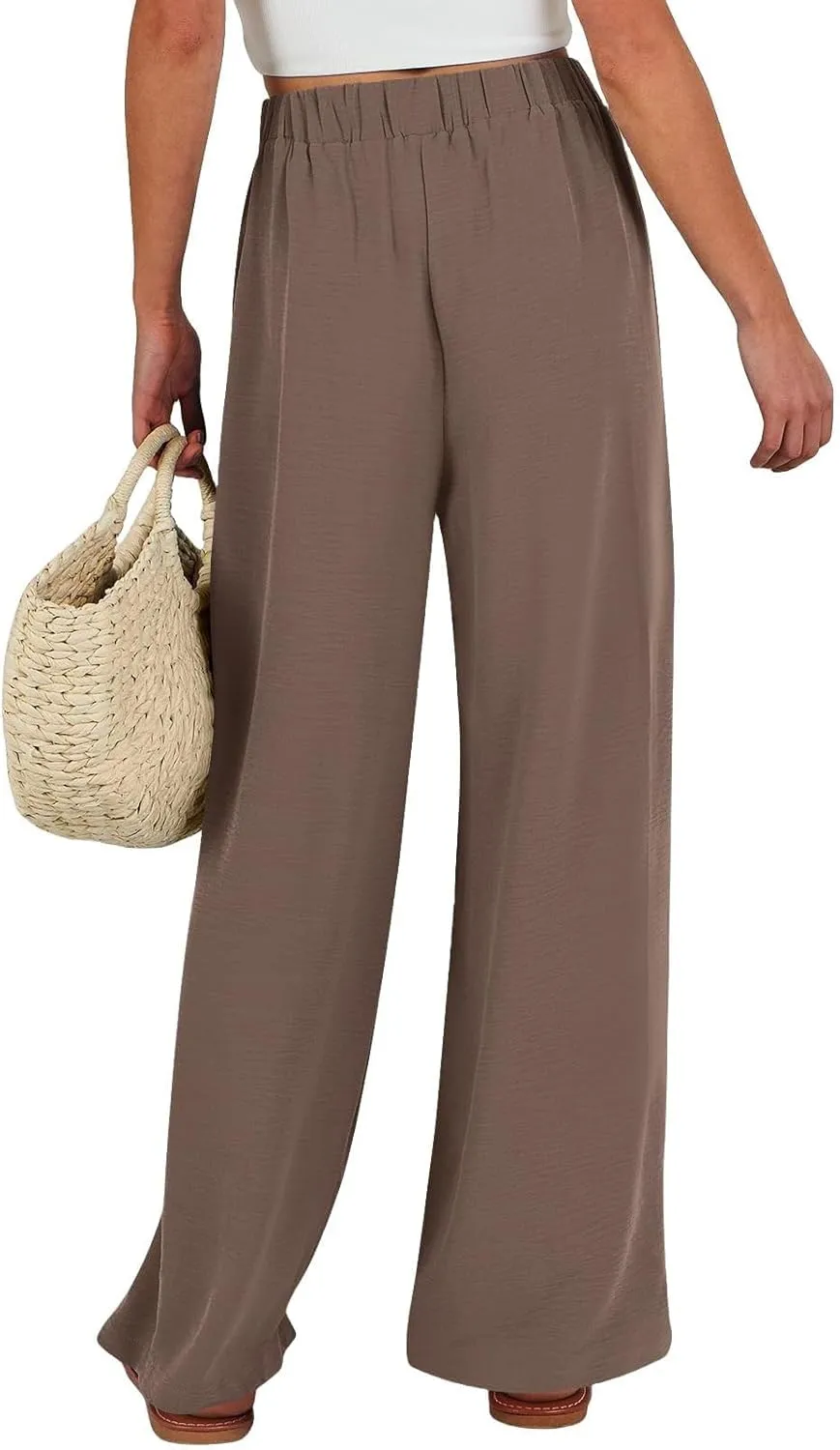Cotton Linen Pants Women Wide Leg Palazzo Summer High Waist Flowy Casual Trousers Loose Beach Vacation Boho Outfits