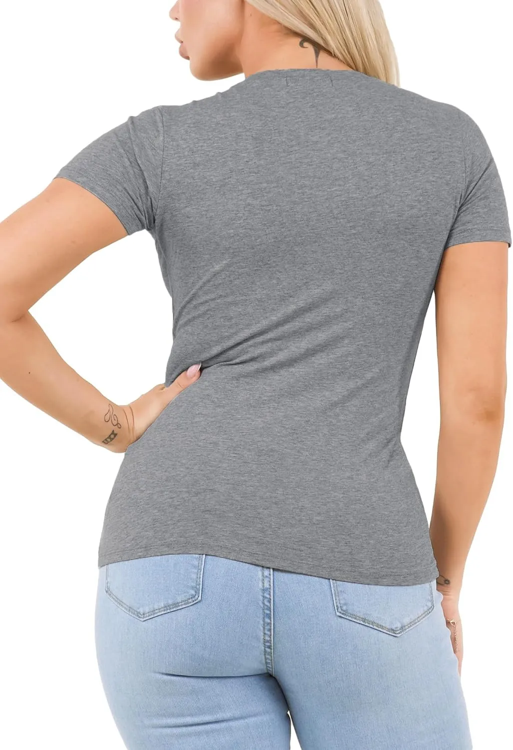 Cotton V Neck T Shirts for Women Short Sleeve Tshirt Basic Tees Vneck Tshirts Womens Tops Undershirt Multipack