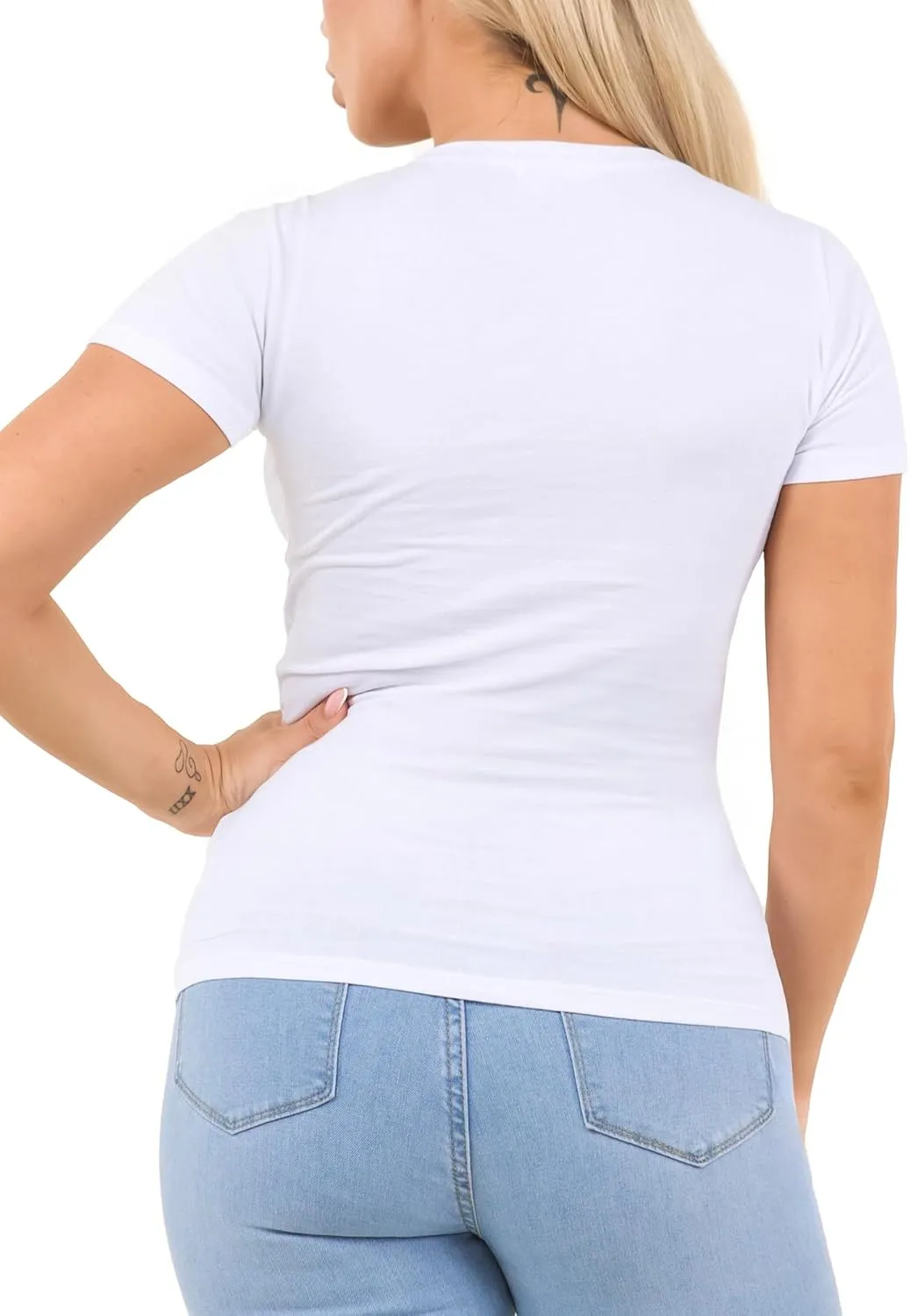 Cotton V Neck T Shirts for Women Short Sleeve Tshirt Basic Tees Vneck Tshirts Womens Tops Undershirt Multipack