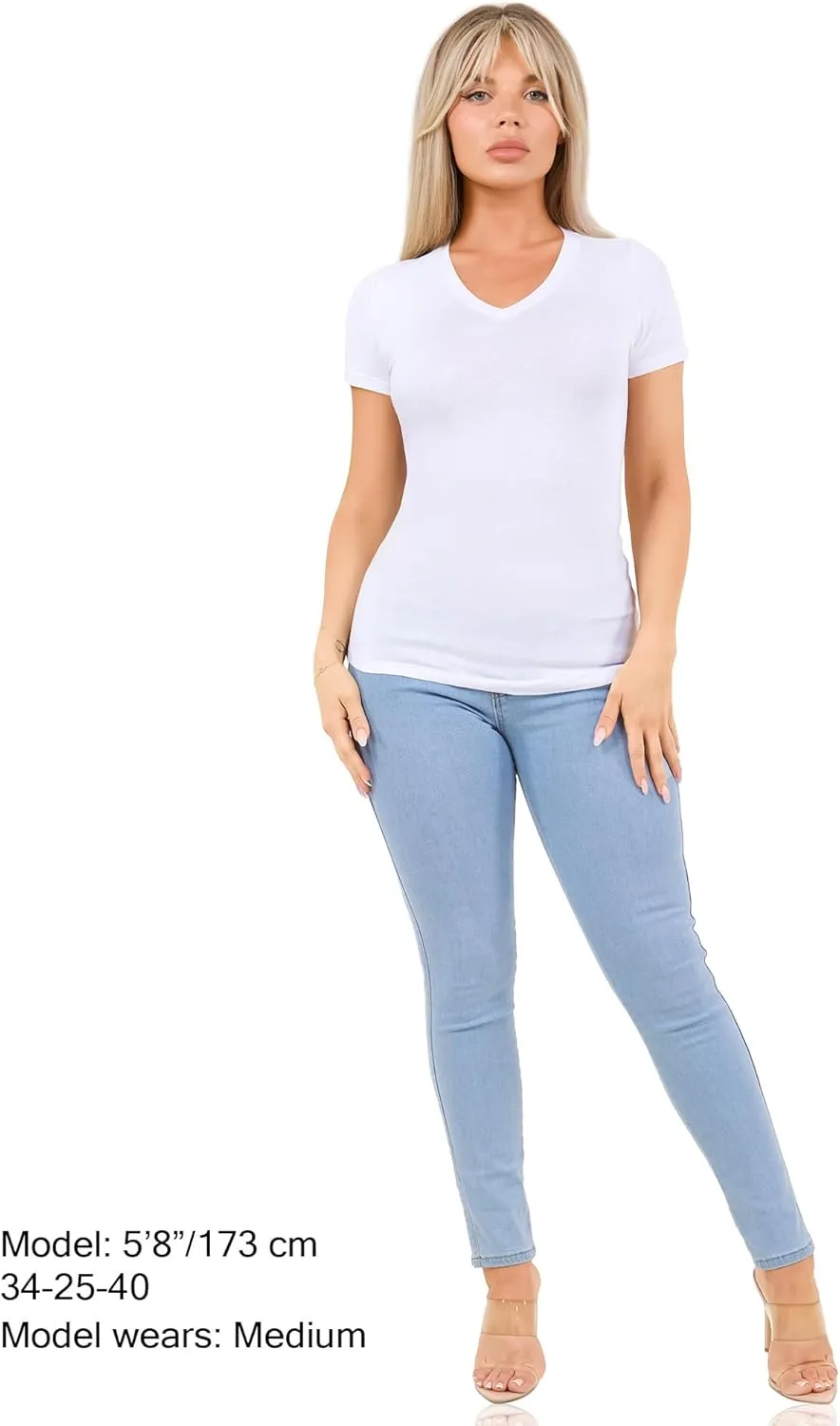 Cotton V Neck T Shirts for Women Short Sleeve Tshirt Basic Tees Vneck Tshirts Womens Tops Undershirt Multipack