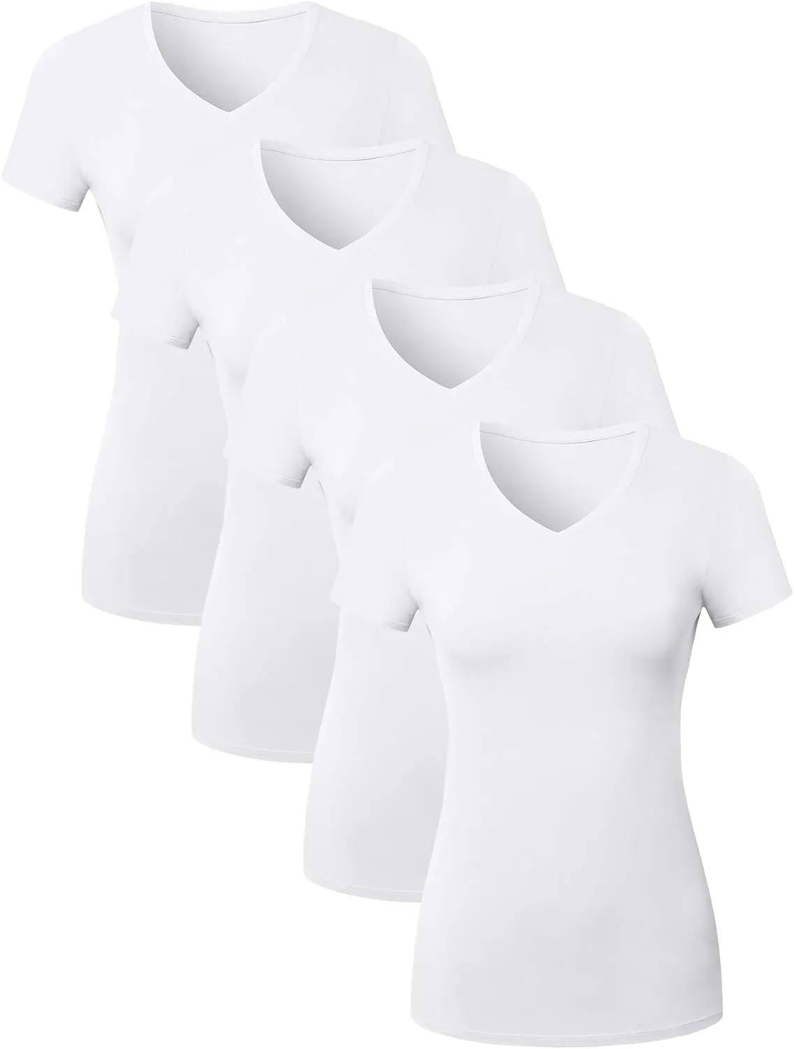 Cotton V Neck T Shirts for Women Short Sleeve Tshirt Basic Tees Vneck Tshirts Womens Tops Undershirt Multipack