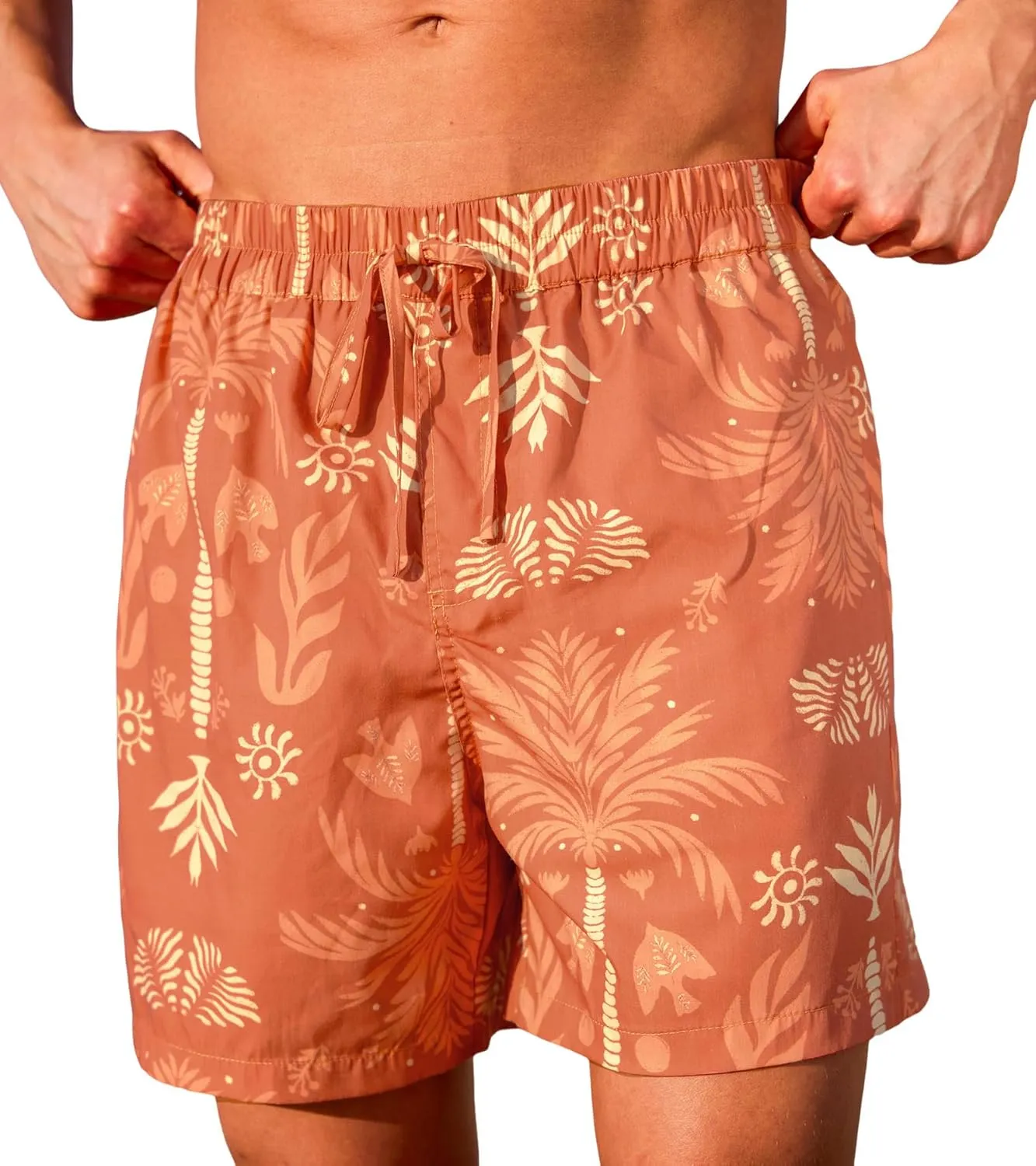 CUPSHE Men's Swim Trunks Board Shorts 5.5 Inch Mens Swim Shorts Bathing Suits with Pockets Drawstring