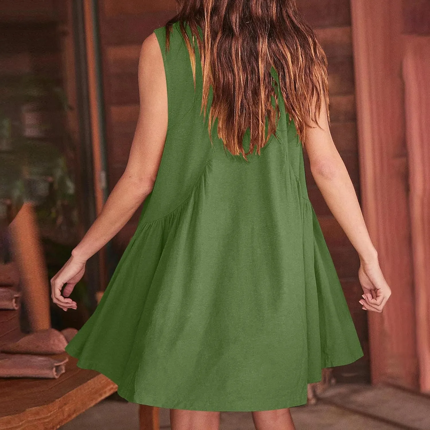 Cute Babydoll Dresses for Women 2024 Fashion Sleeveless Summer Mini Dress Casual Loose Ruffle Flowy Beach Sundress
