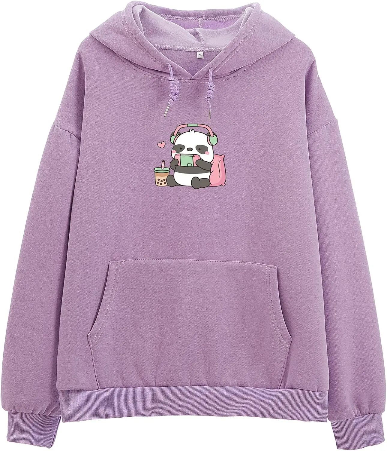 Cute Panda Graphic Oversized Hoodies for Teen Girls Kawaii Cartoon Sweatshirt Women Casual Cotton Fleece Pullover