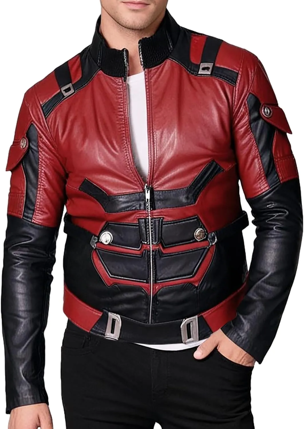 Daredevil Born Again 2024 Matt Murdock Red Leather Biker Charlie Cox Jacket