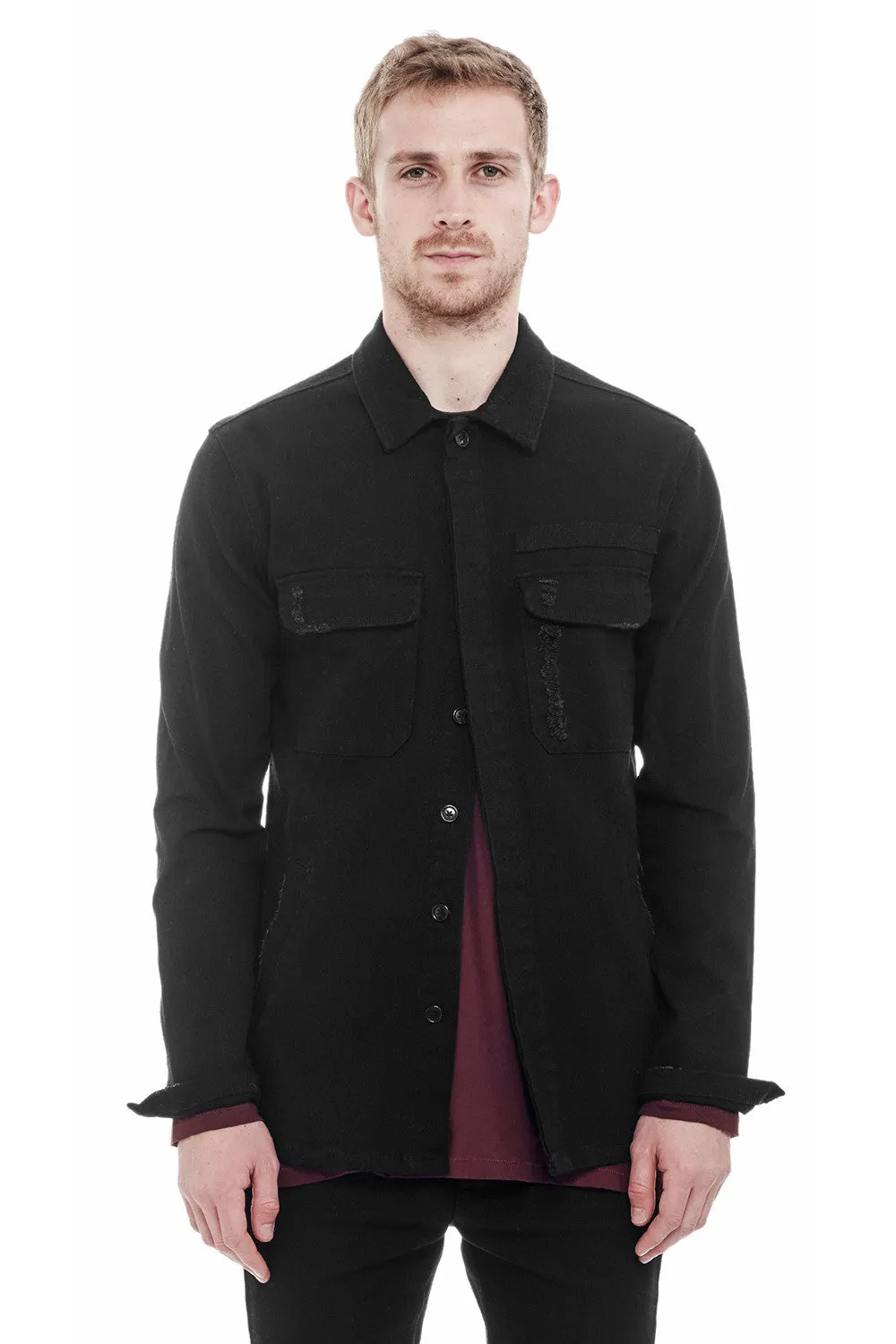 Denim Overshirt - Distressed Black