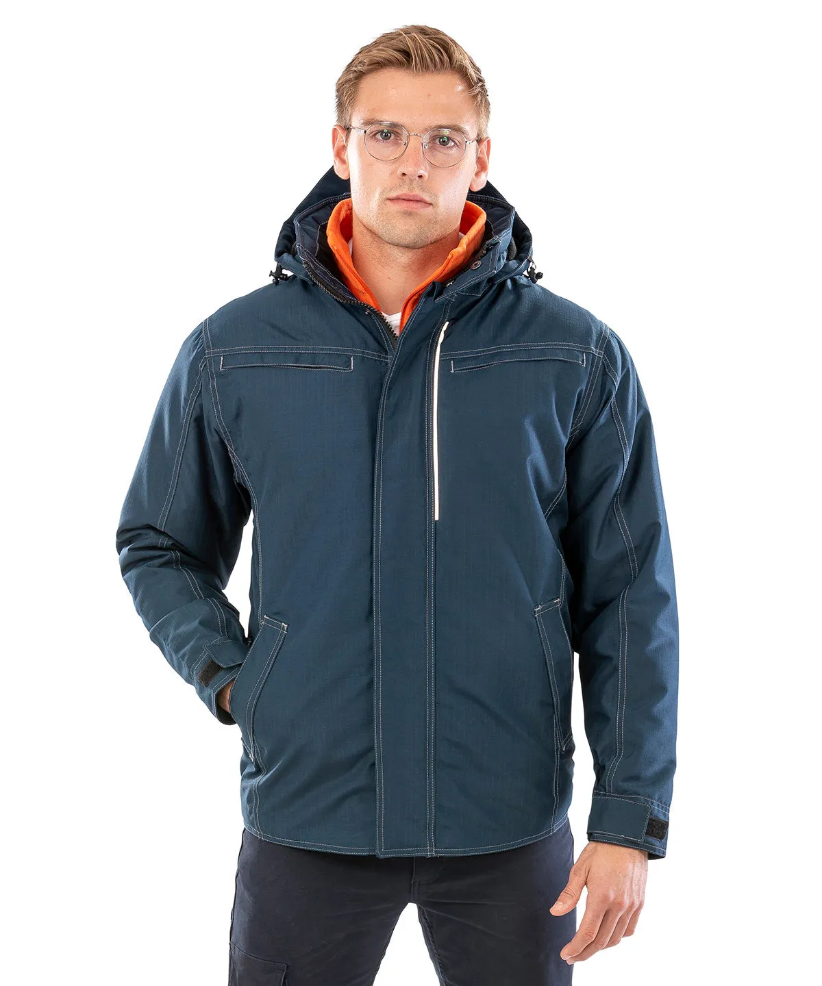 Denim texture rugged jacket | Black