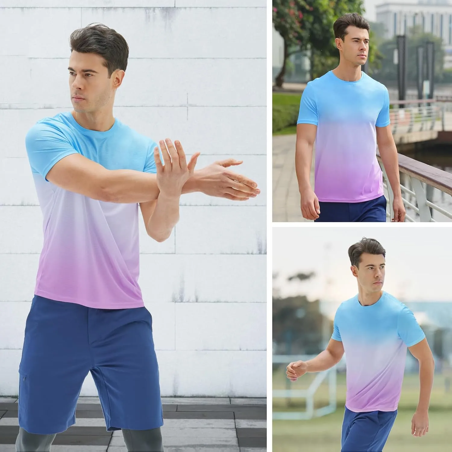 DEOLAX Mens T-Shirts Crew Neck Workout Short Sleeve Shirts Lightweight Soft Classic Casual Fit Muscle Tops Tee Shirt for Men