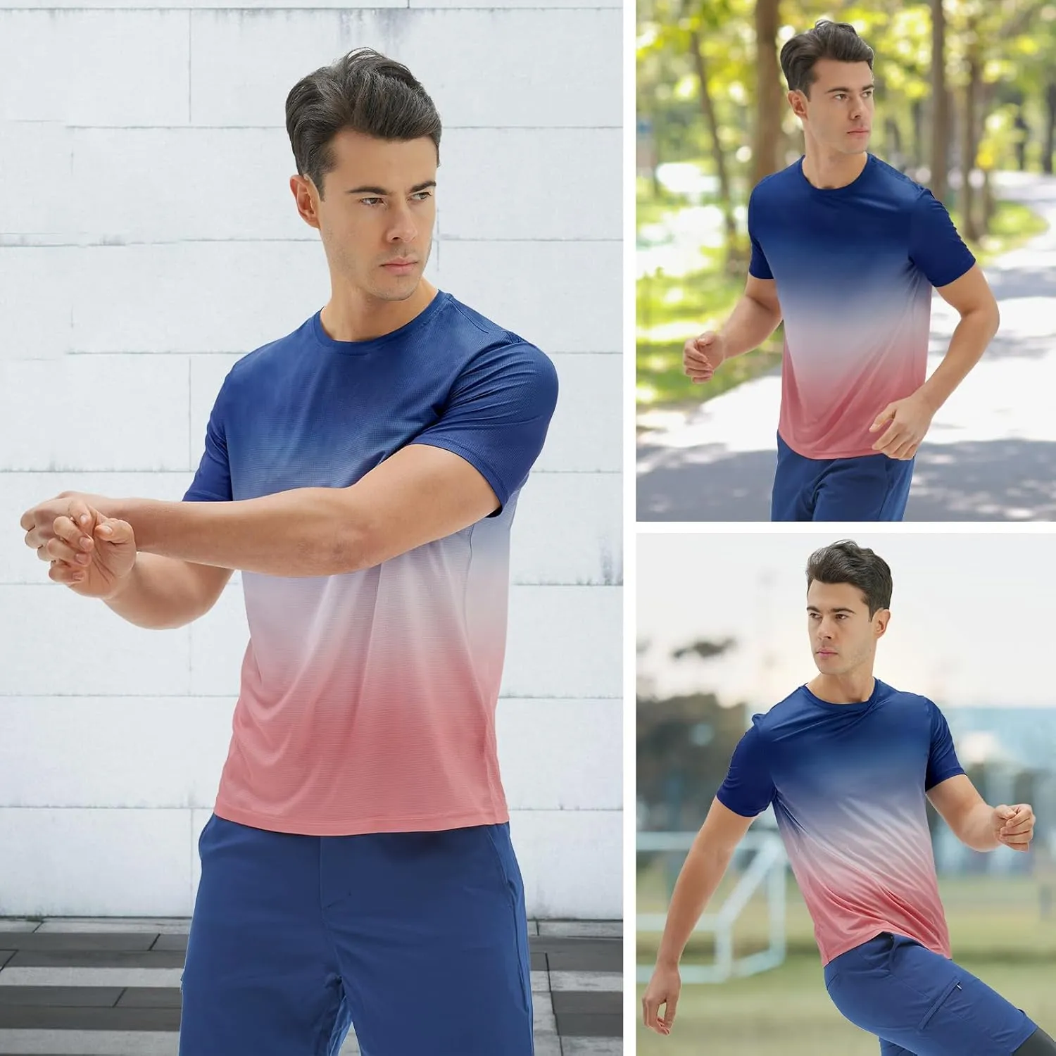 DEOLAX Mens T-Shirts Crew Neck Workout Short Sleeve Shirts Lightweight Soft Classic Casual Fit Muscle Tops Tee Shirt for Men