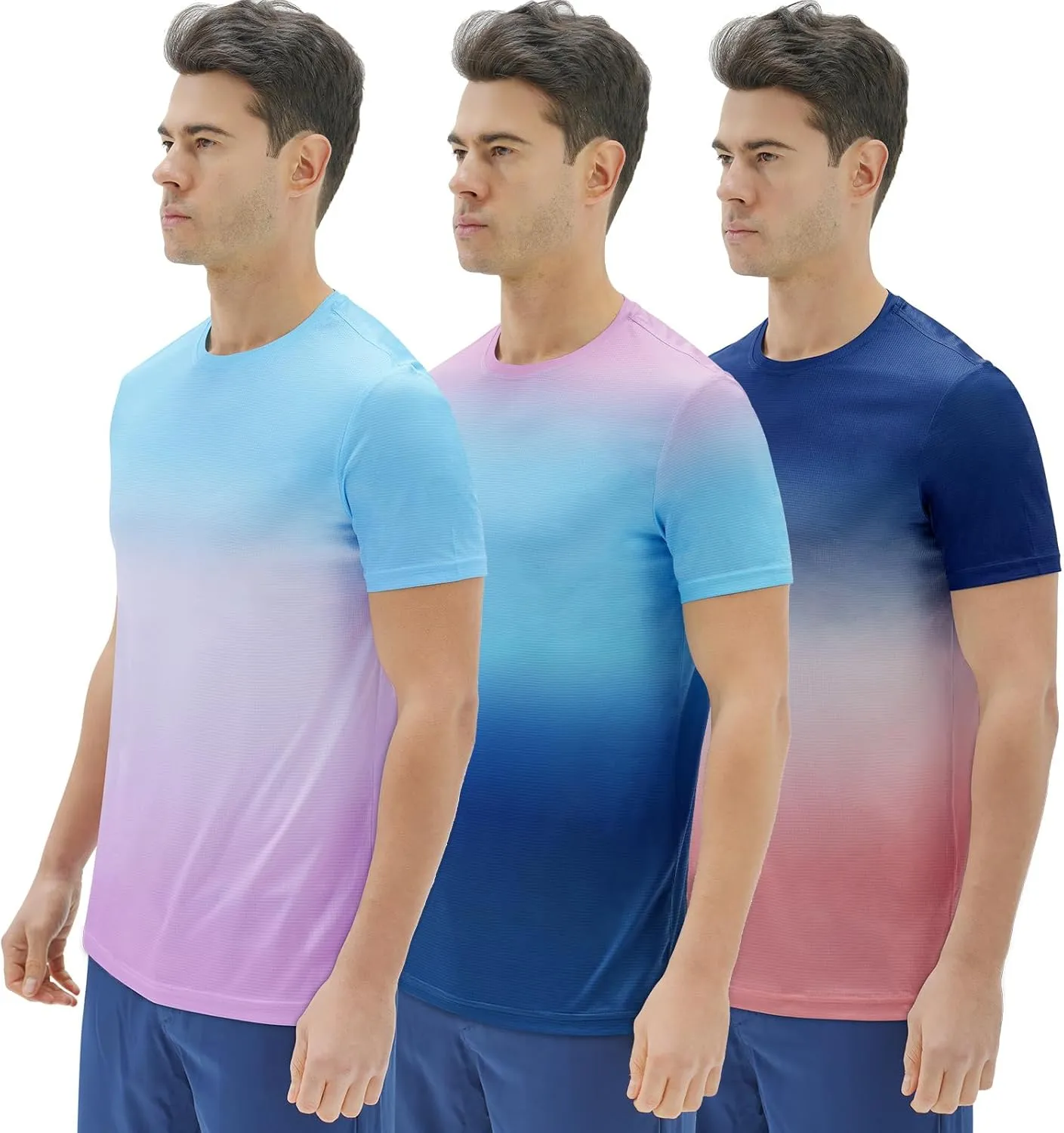 DEOLAX Mens T-Shirts Crew Neck Workout Short Sleeve Shirts Lightweight Soft Classic Casual Fit Muscle Tops Tee Shirt for Men