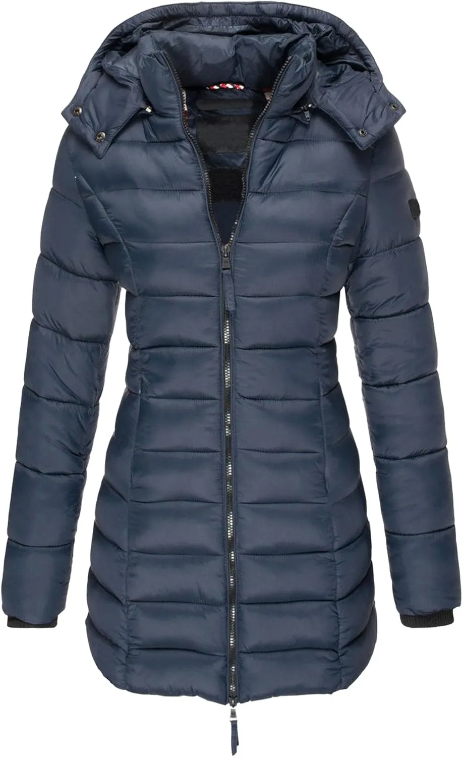 DGHM-JLMY 2 Pack Women's Warm Mid Long Down Jacket Quilted Lightweight Puffer Jacket Packable Hooded Slim Fit Puffer Coat