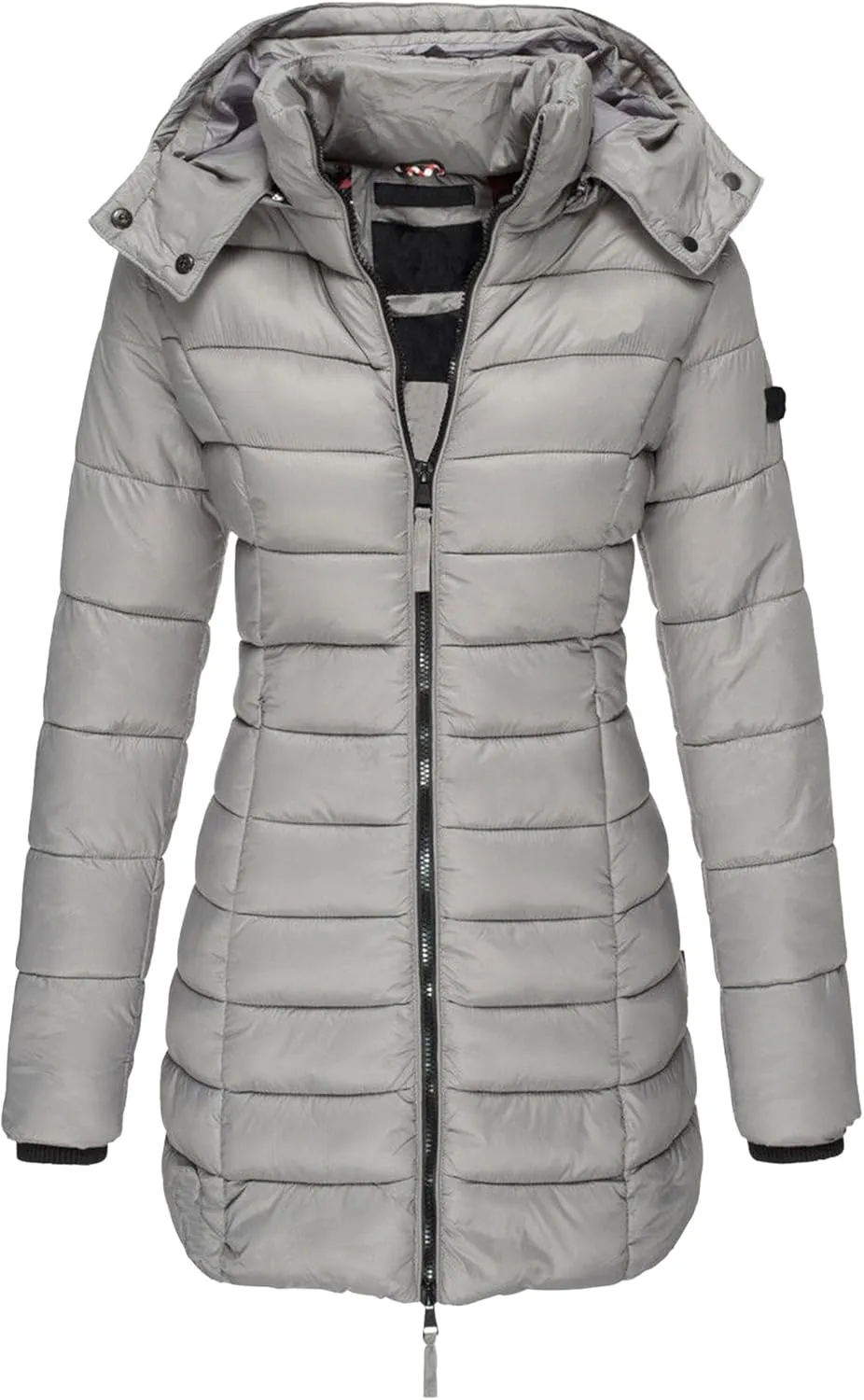 DGHM-JLMY 2 Pack Women's Warm Mid Long Down Jacket Quilted Lightweight Puffer Jacket Packable Hooded Slim Fit Puffer Coat