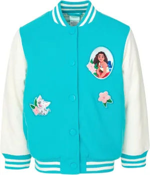 Disney Minnie Mouse Frozen Lilo & Stitch Moana Girls Varsity Bomber Jacket Toddler to Big Kid Sizes (2T - 14-16)