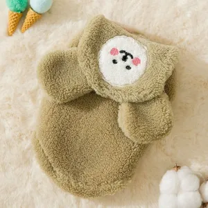 Double Warm Fleece Coat Dog Winter Cloth_ Green Bear