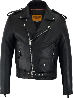 Dream Apparel Leather Motorcycle Jacket for Men Moto Riding Classic Biker Jacket, Black