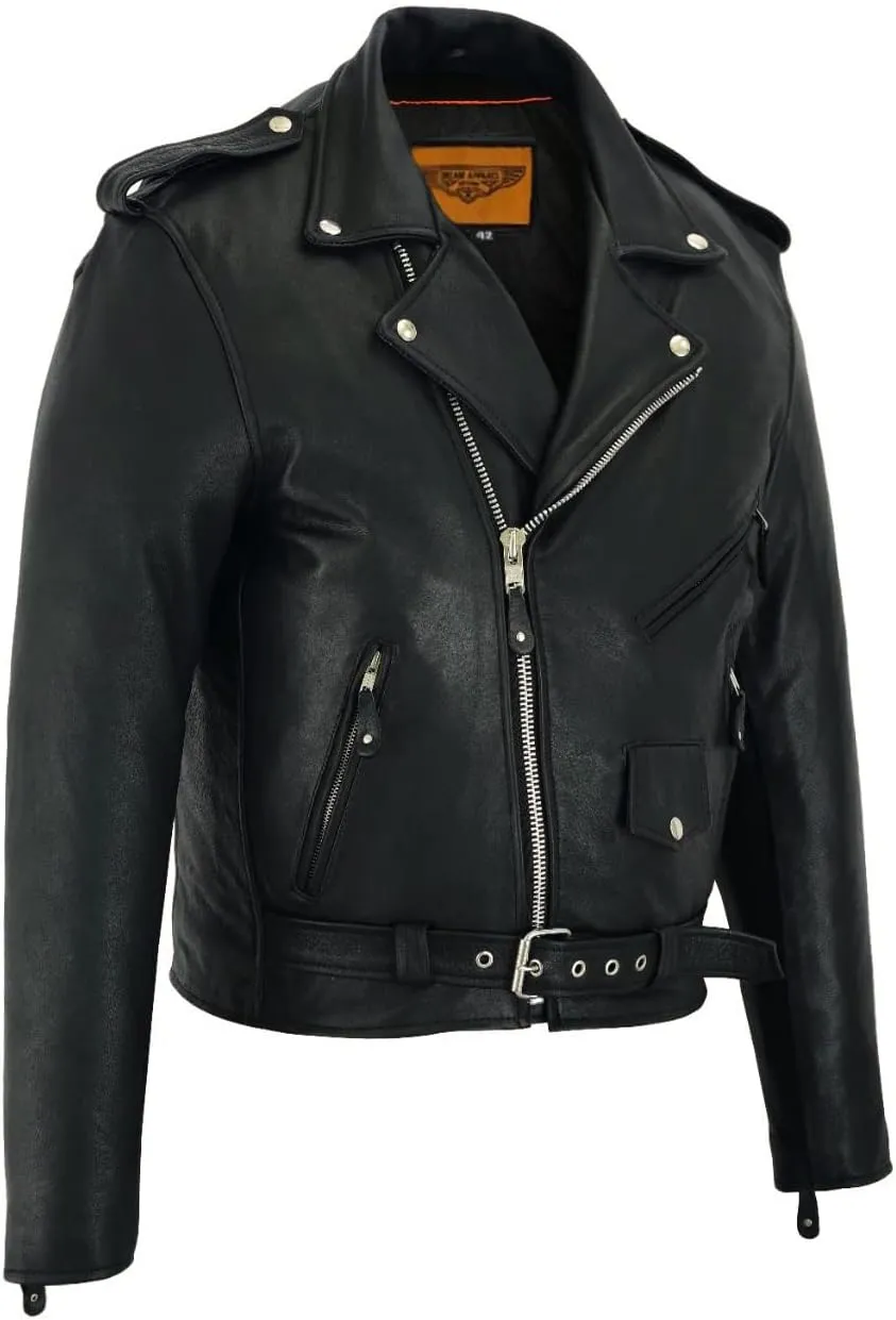 Dream Apparel Leather Motorcycle Jacket for Men Moto Riding Classic Biker Jacket, Black