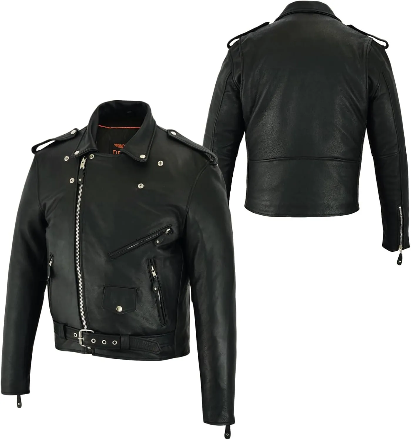 Dream Apparel Leather Motorcycle Jacket for Men Moto Riding Classic Biker Jacket, Black