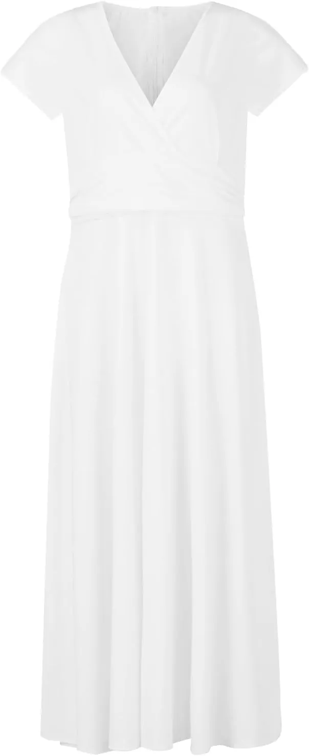 Dresses for Women 2024 Cap Sleeve Flowy Sundresses Elegant Wrap V Neck Long Dresses Floral Print Loose Maxi Dress