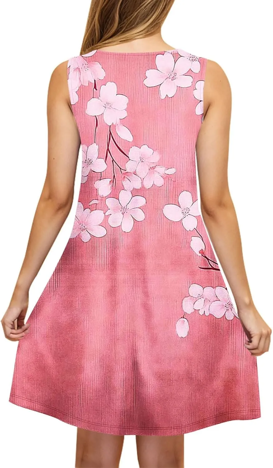 Dresses for Women 2025 Casual Floral Print Sleeveless Crewneck Flowy Mini Dress A Line Summer Beach Vacation Sundress
