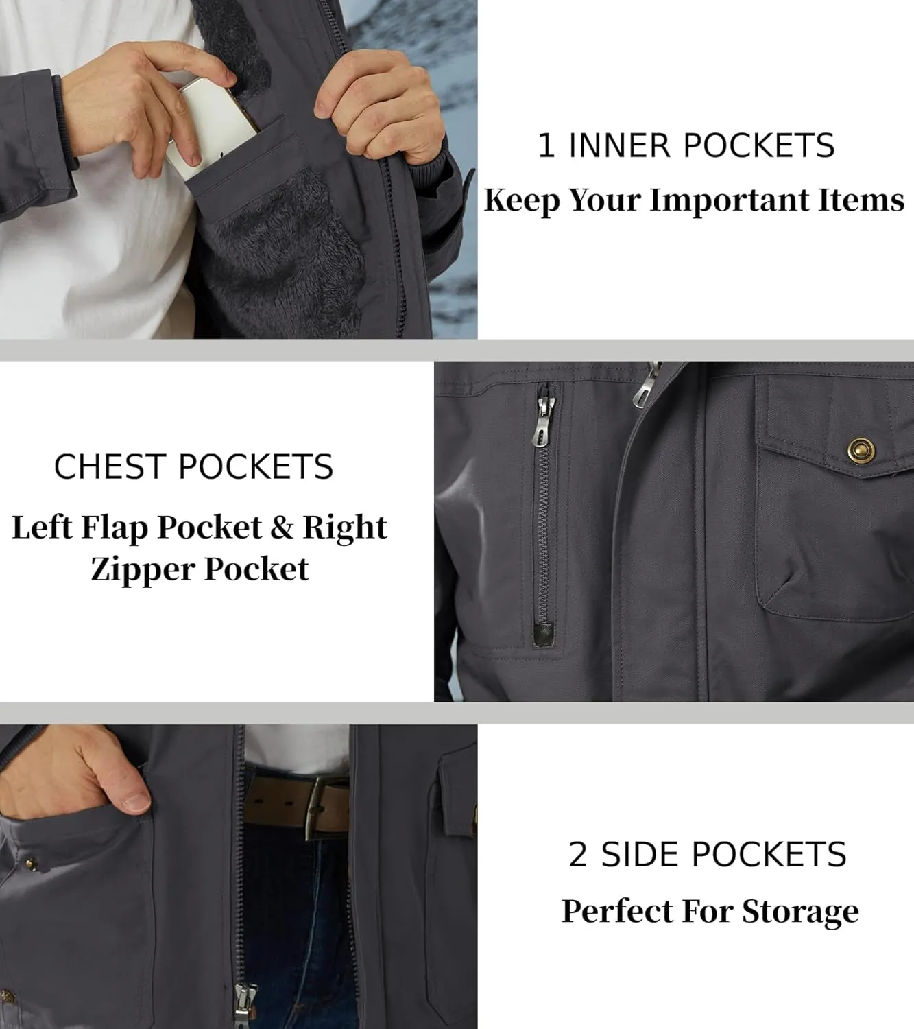 EKLENTSON Men's Winter Coat Fleece Lined Military Jacekt Thick Cotton Parka Jacket Warm Cargo Jacket Work Coat with Hood