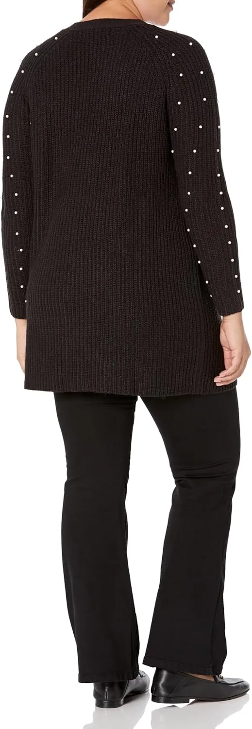 EVANS womens Plus Size Cardigan Pearl Sleeve