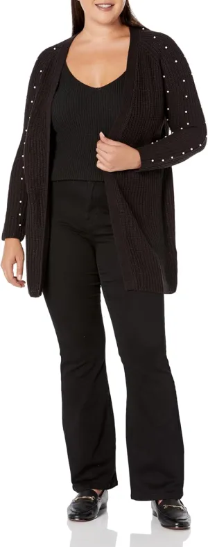 EVANS womens Plus Size Cardigan Pearl Sleeve