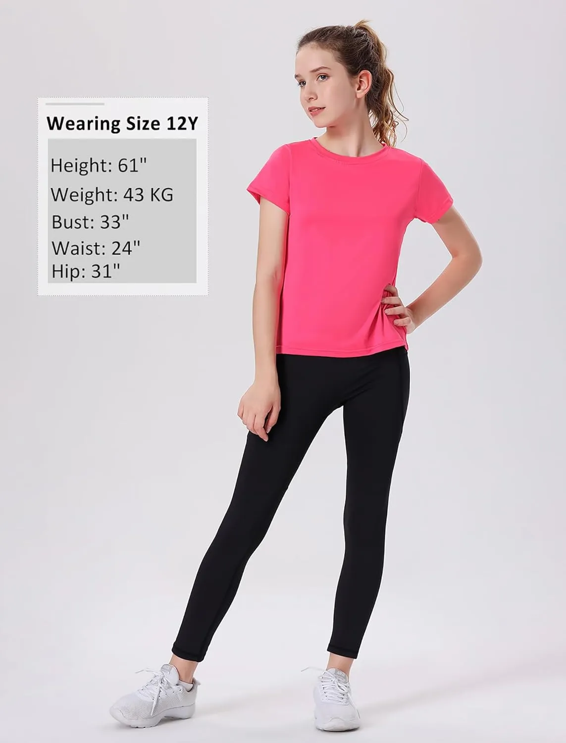 EXARUS 4 Pack Girls Athletic Shirts Quick Dry Short Sleeve Tshirts Crewneck Tee Workout Activewear Tops for Kids 8-16Y